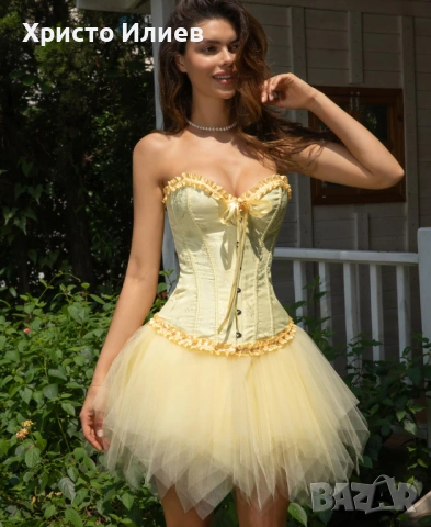 Елегантен Секси корсет с връзки Жълт размер С М, снимка 7 - Корсети, бюстиета, топове - 53906711