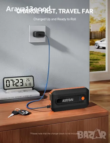 Авариен стартер за автомобил AstroAI B8 Jump Starter – 2000A, 8000 mAh, 12V, снимка 6 - Аксесоари и консумативи - 55975560