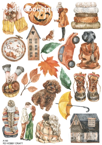 Скрапбук стикери за декорация планер pumpkin есен autumn самозалепващ лист А5 - различни видове, снимка 10 - Други - 37815071