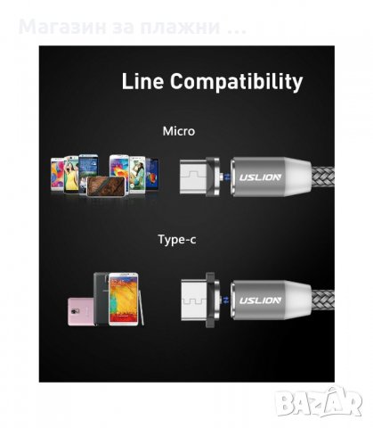 МАГНИТНО USB ЗАРЯДНО УСТРОЙСТВО ЗА ТЕЛЕФОНИ - код 1767, снимка 5 - USB кабели - 34265266