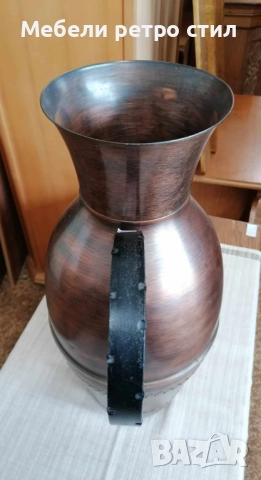 Ретро медна стомна/ кана с метална дръжка. Подходяща за декорация в дома., снимка 3 - Антикварни и старинни предмети - 52481776