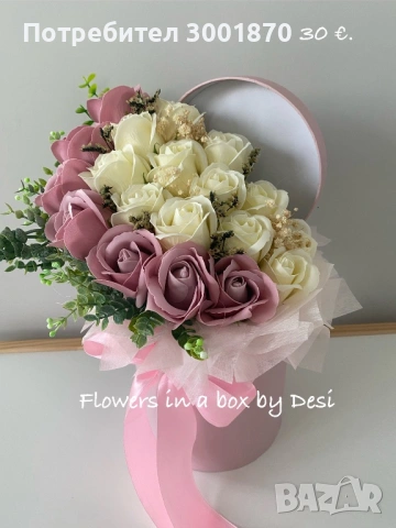 Букет от рози в кутия – подарък за Свети Валентин