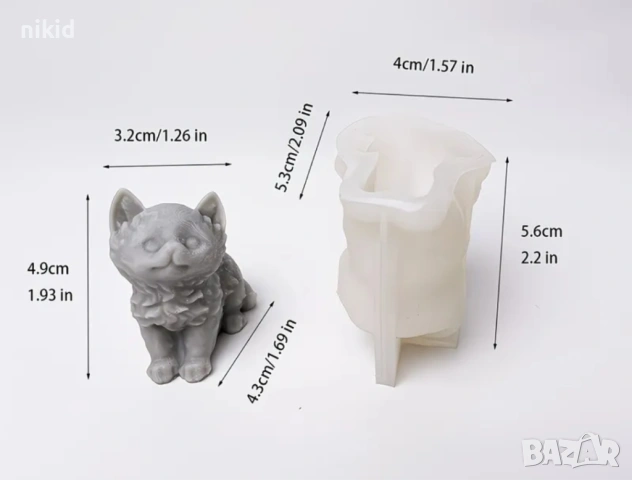 3D Малко Коте котка лисиче силиконов молд форма фондан свещ гипс шоколад декор смола, снимка 2 - Форми - 47308859