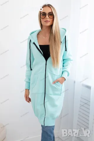 Дамски дълъг изолиран суичър с качулка, 14цвята , снимка 2 - Суичъри - 47609409