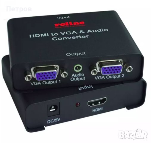 HDMI сплитер Roline 1 HDMI към 2x VGA 1080P, снимка 1 - Части и Платки - 44304551
