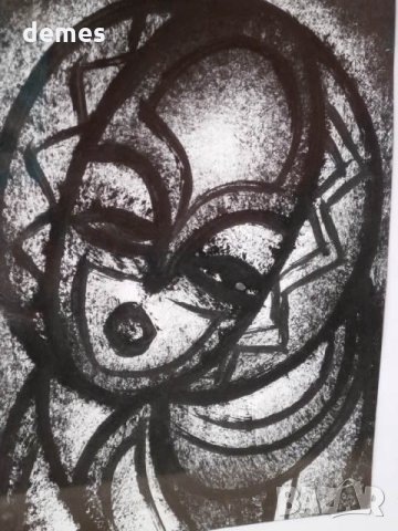 Портрет в черно-бяло-картина с маслени бои от Африка-1, снимка 2 - Картини - 31890059