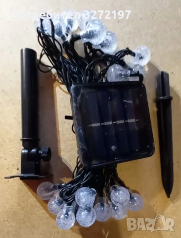 Комплект Лед соларни лампи-топки 20 бр.-5 метра,водоустойчиви,слънчева батерия, снимка 8 - Соларни лампи - 42864480