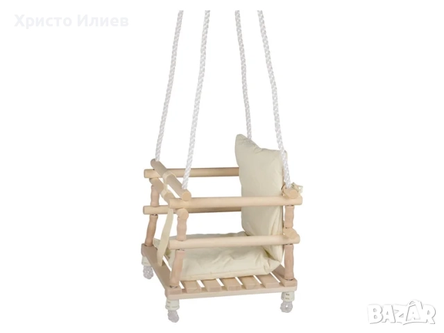 Детска дървена люлка С мека седалка, снимка 7 - Градински мебели, декорация  - 51935128
