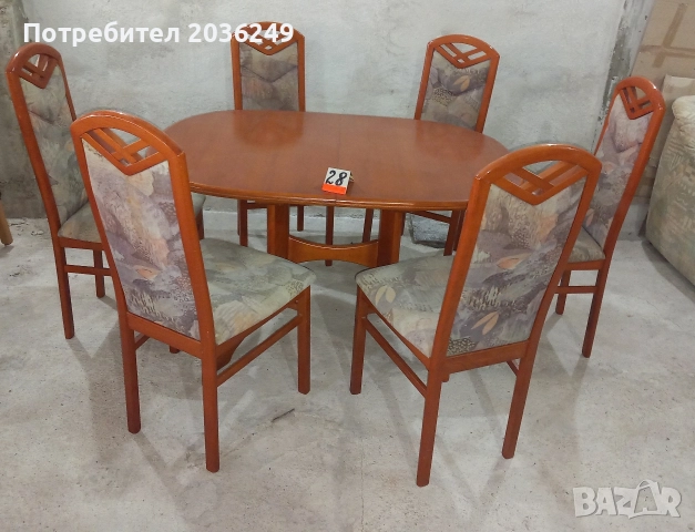 Комплект масивна разтегателна маса с 6 стола, снимка 3 - Маси - 52948504