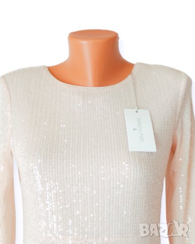 Нова PATRIZIA PEPE Long Dress with Pink Sequins Дълга Дамска Рокля It 42 (BG S размер), снимка 4 - Рокли - 42610703