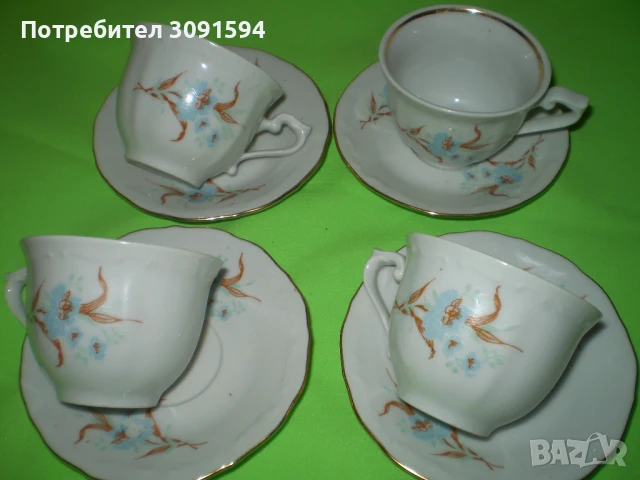 Комплект 4чаши и чинийки за кафе порцелен, снимка 2 - Чаши - 51357513