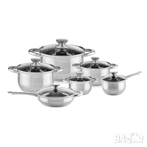 Комплект съдове за готвене Muhler от 12 части, неръждаема стомана