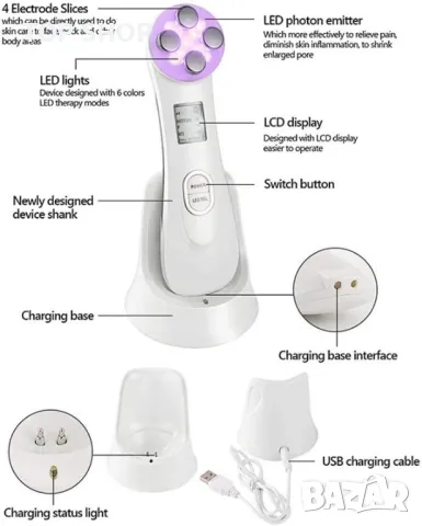 Мултифункционален инструмент за красота на лицето RF и EMS, снимка 3 - Масажори - 48474657