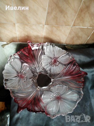 кристална,стъклена фруктиера арт деко, снимка 3 - Антикварни и старинни предмети - 29431856