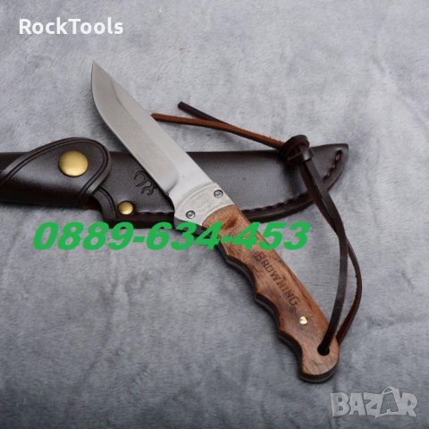 Уникат Ловен Нож С Кожена Кания и орех за дране Ножове Browning, снимка 2 - Ножове - 32175490
