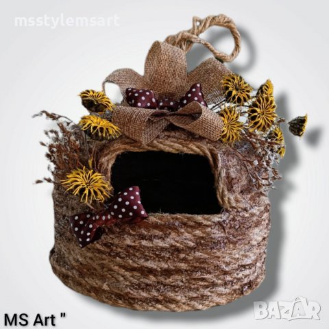 Декоративен пчелен кошер от конопено въже , снимка 1