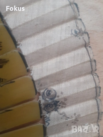 Старо дамско ветрило 19 век дърво и коприна ръчно рисувано, снимка 5 - Антикварни и старинни предмети - 53274959