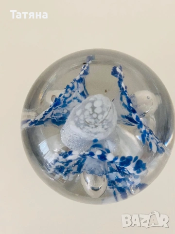 Красиво антично преспапие от муранско стъкло на стойка. Около 1900 г., снимка 5 - Антикварни и старинни предмети - 53122505