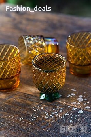 Нов комплект от 4 броя чаши с дизайн на ананас Подарък, снимка 2 - Други стоки за дома - 42746059