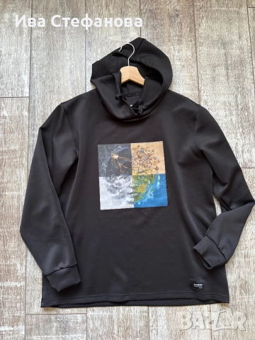 Нов черен спортен дамски оригинален черен суичър блуза с качулка лице , снимка 3 - Суичъри - 52553270