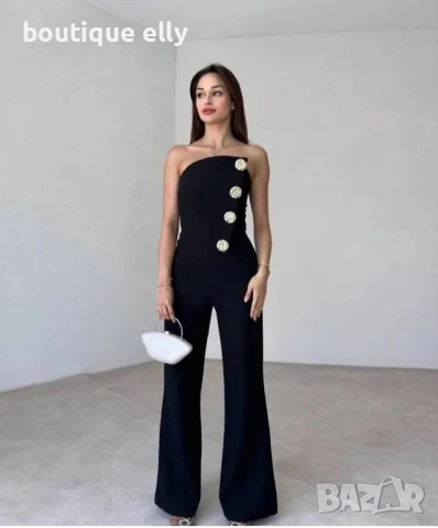 елегантен дамски гащеризон в черно и бяло, снимка 2 - Гащеризони - 52135257