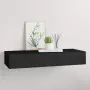 vidaXL Стенен рафт с чекмедже, черен, 60x23,5x10 см, МДФ, снимка 2