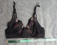 70 В черен сутиен с меки чашки с прозрачност и бродерии, снимка 8