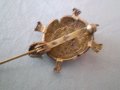  Антикварна брошка костенурка сребърна проба 800 И филигран , снимка 5