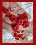 Фуркети червена роза от плат-10 броя в пакет