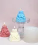 3D Висока торта на етажи с пандела панделка силиконов молд форма фондан шоколад гипс свещ смола , снимка 3