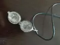 Сребърно двойно колие с речни перли,обеци,висулки,медальон, снимка 9