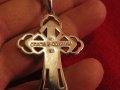 сребърен синджир с  сребърен кръст разпятие Христово - Спаси и сохрани  Исус Христос сребро религия, снимка 3