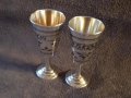 Сребърни сребро с позлата и ниело чифт руски перфектни чашки чаша, снимка 8