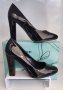 Елегантни дамски обувки на висок квадратен ток от лак, снимка 1 - Дамски обувки на ток - 44446646