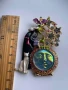 Винтидж брошка „Вещица и Луна“ – Баба Яга, котка, прилеп, звезди и кристали | Мистична бижутерия, снимка 5