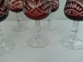 Кристални чаши за вино и кана червен кристал, снимка 4