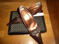 Дамски обувки на висок ток в кафяв цвят, снимка 5