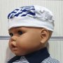 Нова бебешка шапка тип баретка синьо и бяло райе, възраст до 6 месеца, снимка 1 - Бебешки шапки - 29976222