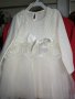 Бяла детска рокля с дантела, памучна материя, дълъг ръкав. , снимка 1