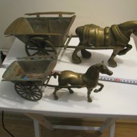 бронзов кон със каруца , снимка 3 - Антикварни и старинни предмети - 42380645