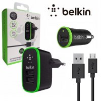 3в1 Belkin -USB към micro кабел , адаптер за 220V и адаптер за кола, снимка 4 - Други стоки за дома - 30899358