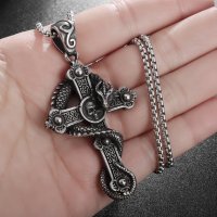 Медальон кръст със змей, снимка 9 - Колиета, медальони, синджири - 39446847