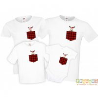 Коледни Тениски Елен в Джоб с Маска Pocket Reindeer, снимка 2 - Тениски - 35071776