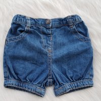 Дънкови къси панталони 6 месеца, снимка 1 - Бебешки дънки - 29230074