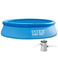 Надуваем басейн Intex Easy Set, Включена помпа 220V/2000 литра, 3.66 м x 76 см, снимка 2 - Басейни и аксесоари - 35425591