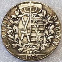 Монета Саксония 1 Талер 1775 г - Реплика, снимка 2 - Нумизматика и бонистика - 38102851