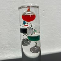 Галилеев термометър с цветни стъклени колби. №4741, снимка 4 - Други ценни предмети - 42892743