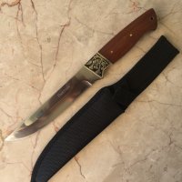 Руски гравиран ловен нож  месингов гард,Пантера Ст 65х13, снимка 1 - Ножове - 33795649