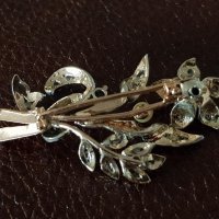 Златна с диамант перла и сребро стара брошка Арт Ново, снимка 9 - Други - 34270458