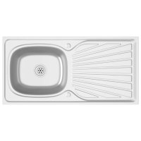 Кухненска мивка със сифон, сребриста, 1000x500x155 мм, инокс, снимка 2 - Мивки - 40299293